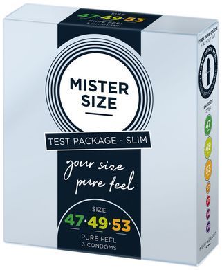 Набір презервативів Mister Size - pure feel - 47&ndash;49&ndash;53 (3 condoms), 3 розміри, товщина 0,05 мм