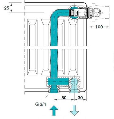 Клапан INNER під термоголовку М30x1,5 панельного радіатора OPTIMUM/KALITE 1/2″ЗР (в трубу)