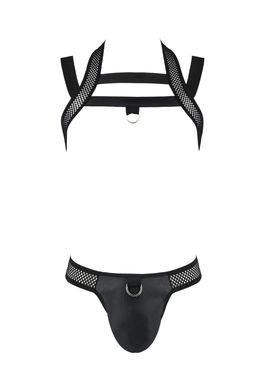 Комплект чоловічої білизни з кріпленнями Passion 043 JACOB L/XL Black, труси, шлейки