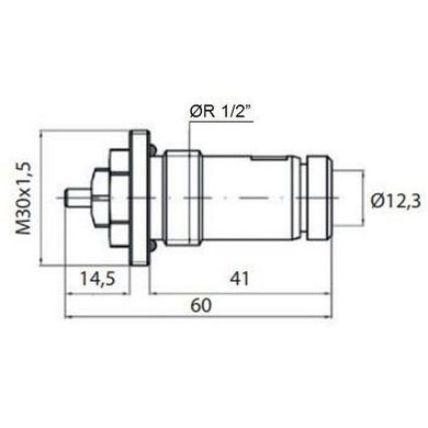 Клапан OUTER під термоголовку М30x1,5 панельного радіатора KALDE, ECO5029 1/2&Prime;х41мм