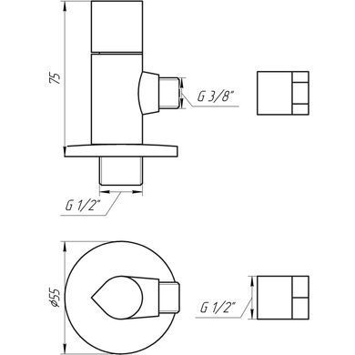 Кран напівобертовий кутовий з цангою SOLOMON 1/2&Prime;x3/8&Prime; 9082
