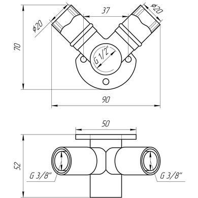 Трійник з вушками прес APE ITALY AP 154D Т 20х1/2&Prime;х20