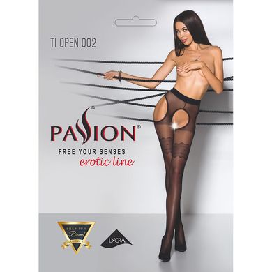 Еротичні колготки Passion TIOPEN 002 3/4 (20 den), black, імітація панчох і пояса