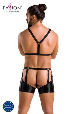 Комплект еротичної чоловічої білизни Passion 047 SET JOHN XXL/XXXL Black, труси, портупея