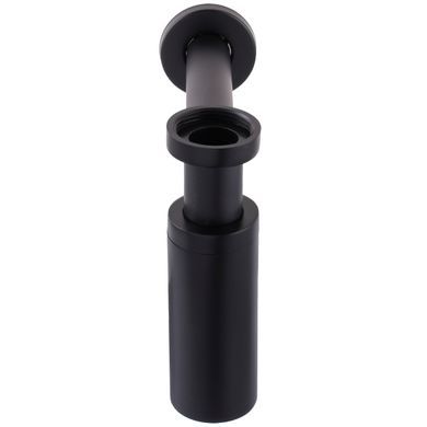 Сифон для раковин циліндричний Globus Lux GSB-32-125-BB, латунь, 1 1/4″, чорний матовий
