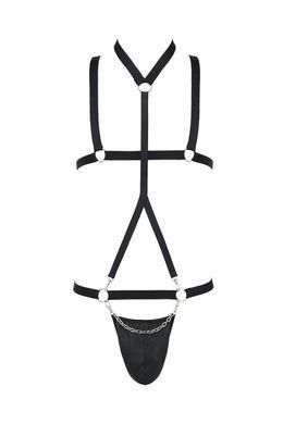 Комплект чоловічої білизни зі стреп Passion 039 SET ANDREW XXL/XXXL Black, стринги, шлейки
