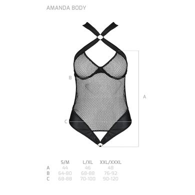 Сітчастий боді з халтером Passion Amanda Body XXL/XXXL, black