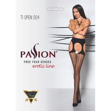 Еротичні колготки Passion TIOPEN 004 3/4 (fishnet 40 den), black, імітація панчох і пояса
