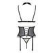 Корсет з відкритими грудьми Passion DOMINICA CORSET S/M beige, пажі для панчіх, стрінги