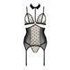 Корсет з відкритими грудьми Passion DOMINICA CORSET S/M beige, пажі для панчіх, стрінги