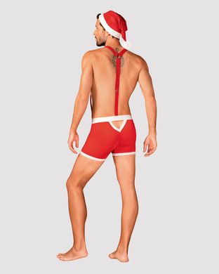 Чоловічий еротичний костюм Санта-Клауса Obsessive Mr Claus S/M, боксери на підтяжках, шапочка з помпоном