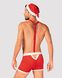 Чоловічий еротичний костюм Санта-Клауса Obsessive Mr Claus 2XL/3XL, боксери на підтяжках, шапочка з помпоном