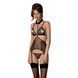 Корсет з відкритими грудьми Passion DOMINICA CORSET XXL/XXXL black, пажі для панчіх, стрінги