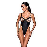 Боді з екошкіри Celine Body black L/XL &mdash; Passion: з доступом, відкритий