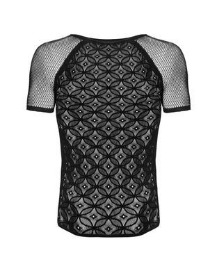 Чоловіча напівпрозора футболка з орнаментом Obsessive T102 T-shirt S/M/L, чорна