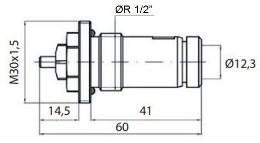 Клапан під термоголовку панельного радіатораа OVENTROP GH1018083 М30x1,5 OUTER 1/2"х41мм