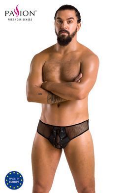 Чоловічі труси зі шнурівкою Passion 035 SLIP RICHARD XXL/XXXL Black, екошкіра, сітка