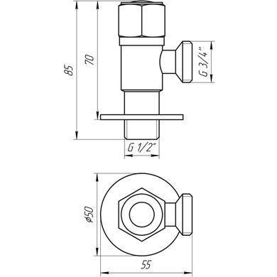 Кран кульовий кутовий Professional 1/2&Prime;X3/4&Prime; NV-QP888 BLACK