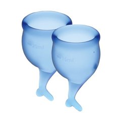 Набор менструальных чаш Satisfyer Feel Secure (dark blue), 15мл и 20мл, мешочек для хранения