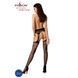 Сітчасті панчохи-стокінги Passion S020 One Size, Black, ажурний візерунок, імітація пояса з гартерам